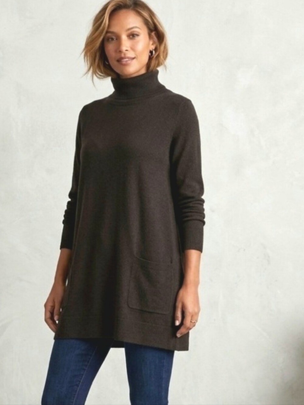 Cabi Fireside Brown Turtleneck Tunic Sweater 3476